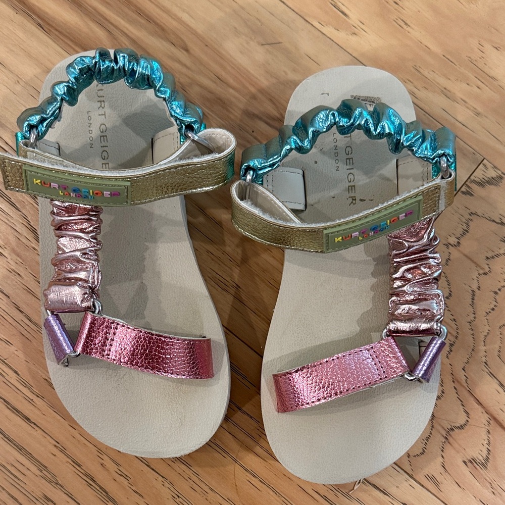 Kurt Geiger Pink and Blue Metallic Sandals - Picture 2 of 7
